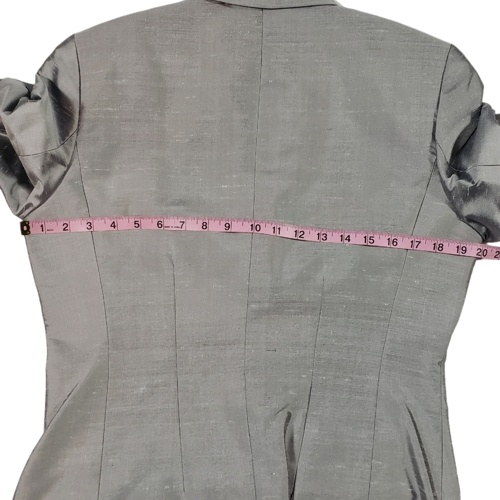 Liz Claiborne 100% Silk Gray Blazer Jacket Size 8 Button Up Professional Career - Picture 12 of 13